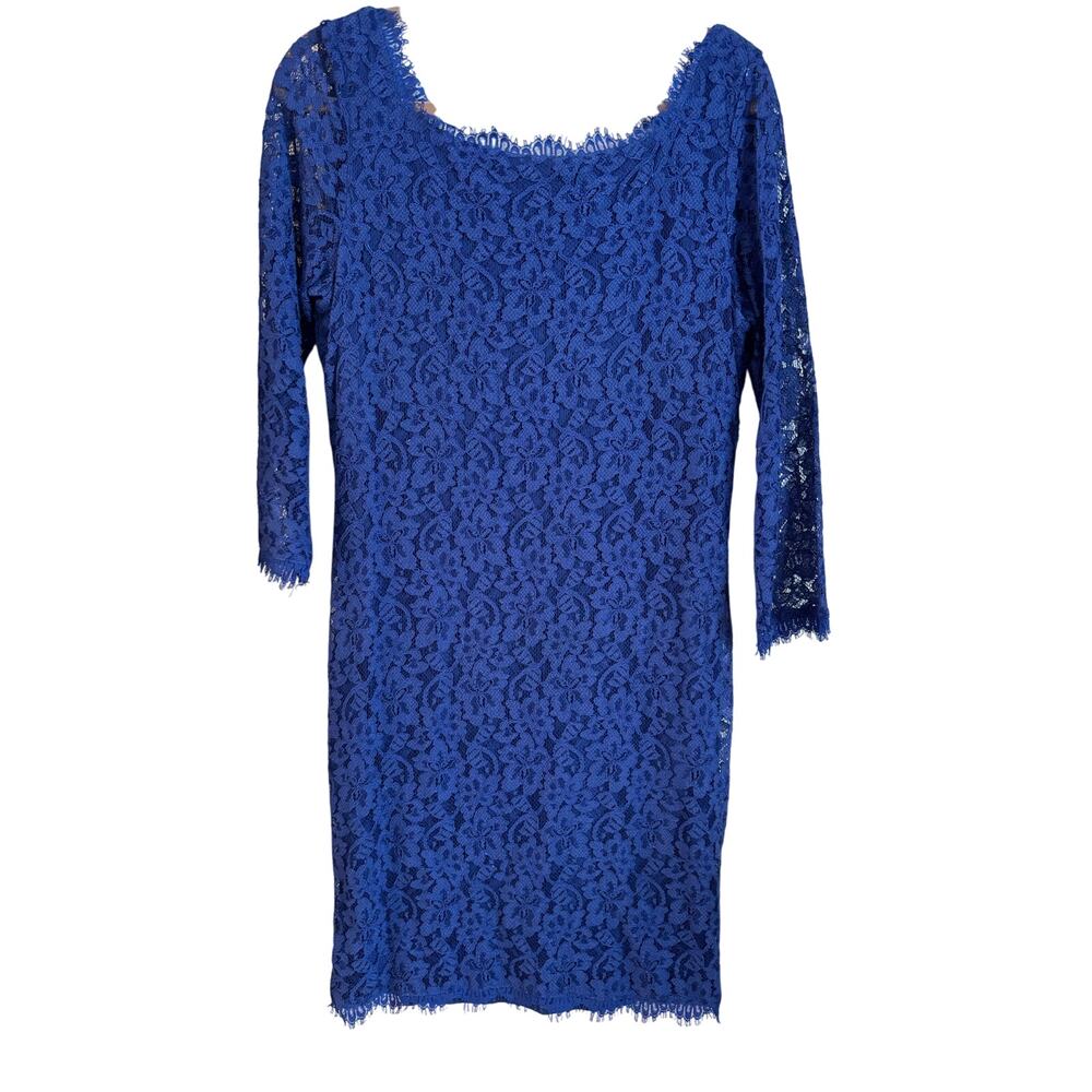 Diane Von Furstenberg DVF Vivid Blue Zarita Stretch Lace Shift Dress 14